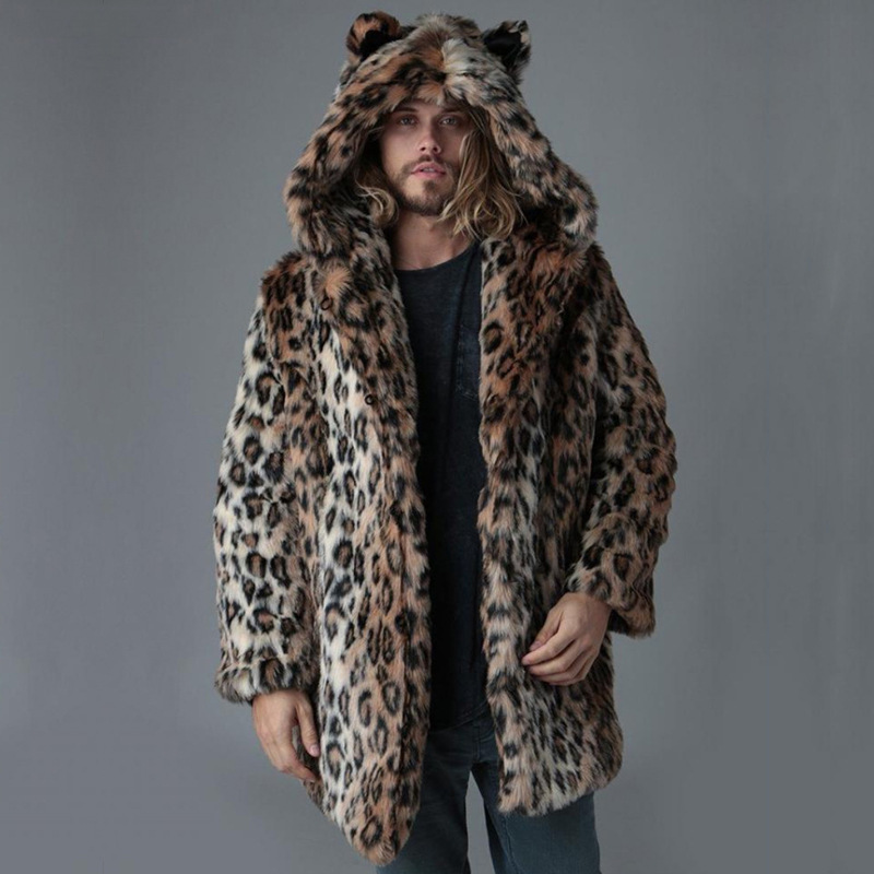 Vintage Fashion Jacket - Men Faux Fur Jacket Winter Coat