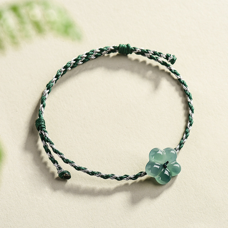 Vintage Fashion Luxury - Burmese Jadeite Flower Bracelet Natural Jade