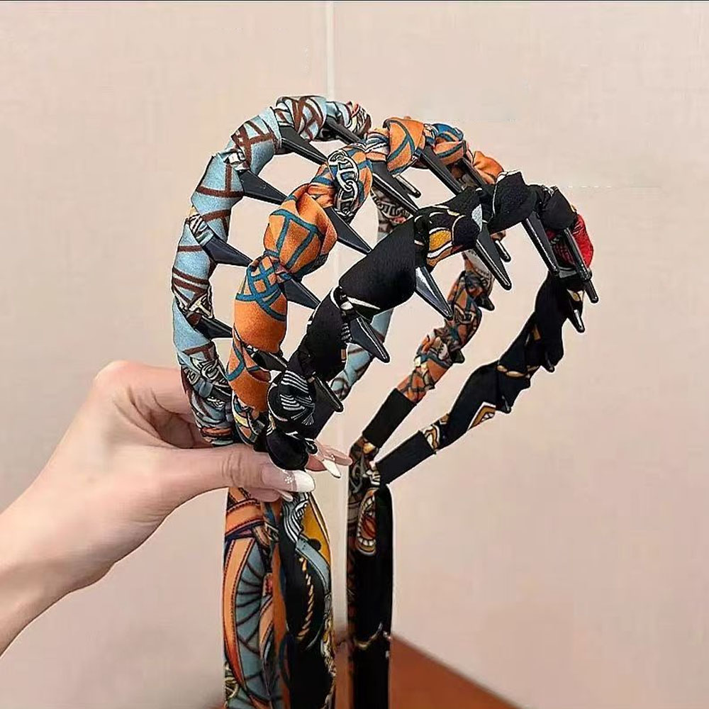 French Vintage Fashion - Women Vintage Printed Silk Headband Fashion