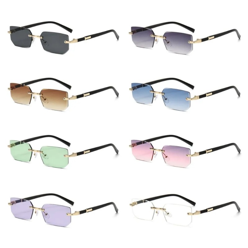 Vintage Fashion Y2K - Rimless Cut Edge Rectangle Sunglasses Unisex