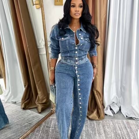 Jeans Suit Women Denim 2 Piece - Vintage Fashion Jacket recension och pris