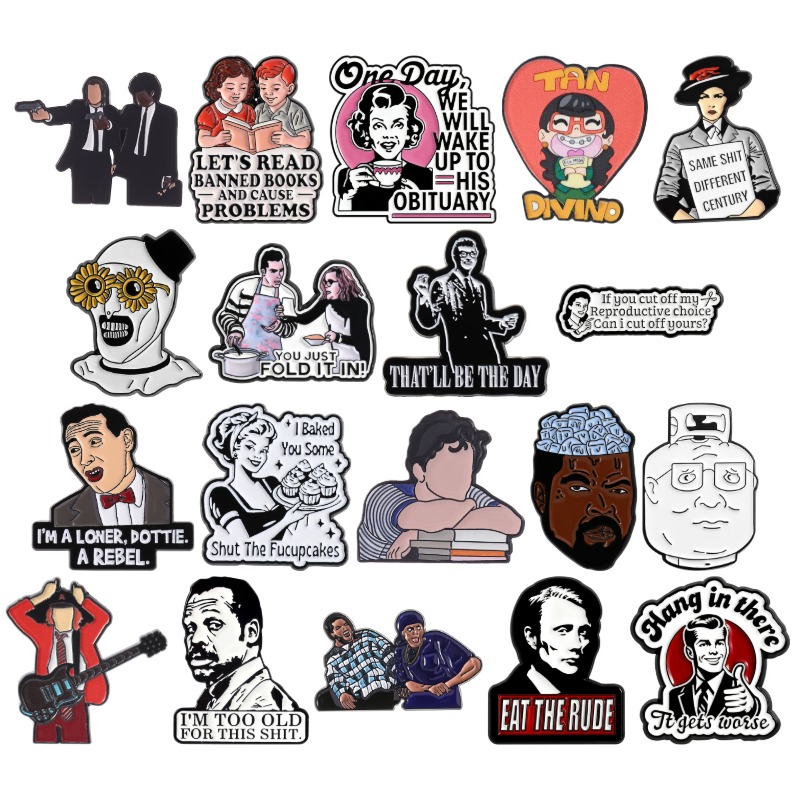 TV Movie Character Enamel Pins - Vintage Fashion Quotes recension och pris