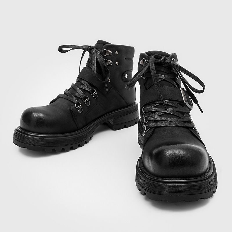 Brand Men Leather Boots Motorc - Vintage Fashion Luxury recension och pris