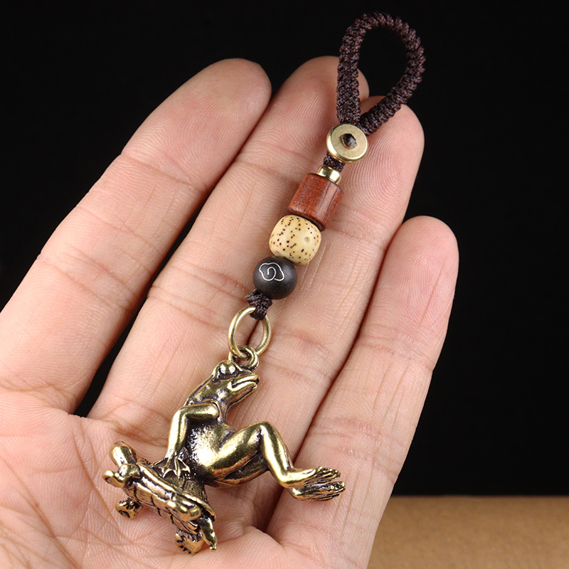 Copper Turtle Carrying Frog Ke - Vintage Fashion Ornaments recension och pris