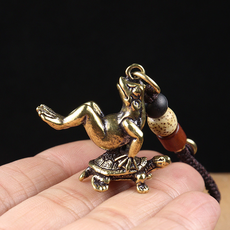 Copper Turtle Carrying Frog Ke - Vintage Fashion Ornaments recension och pris