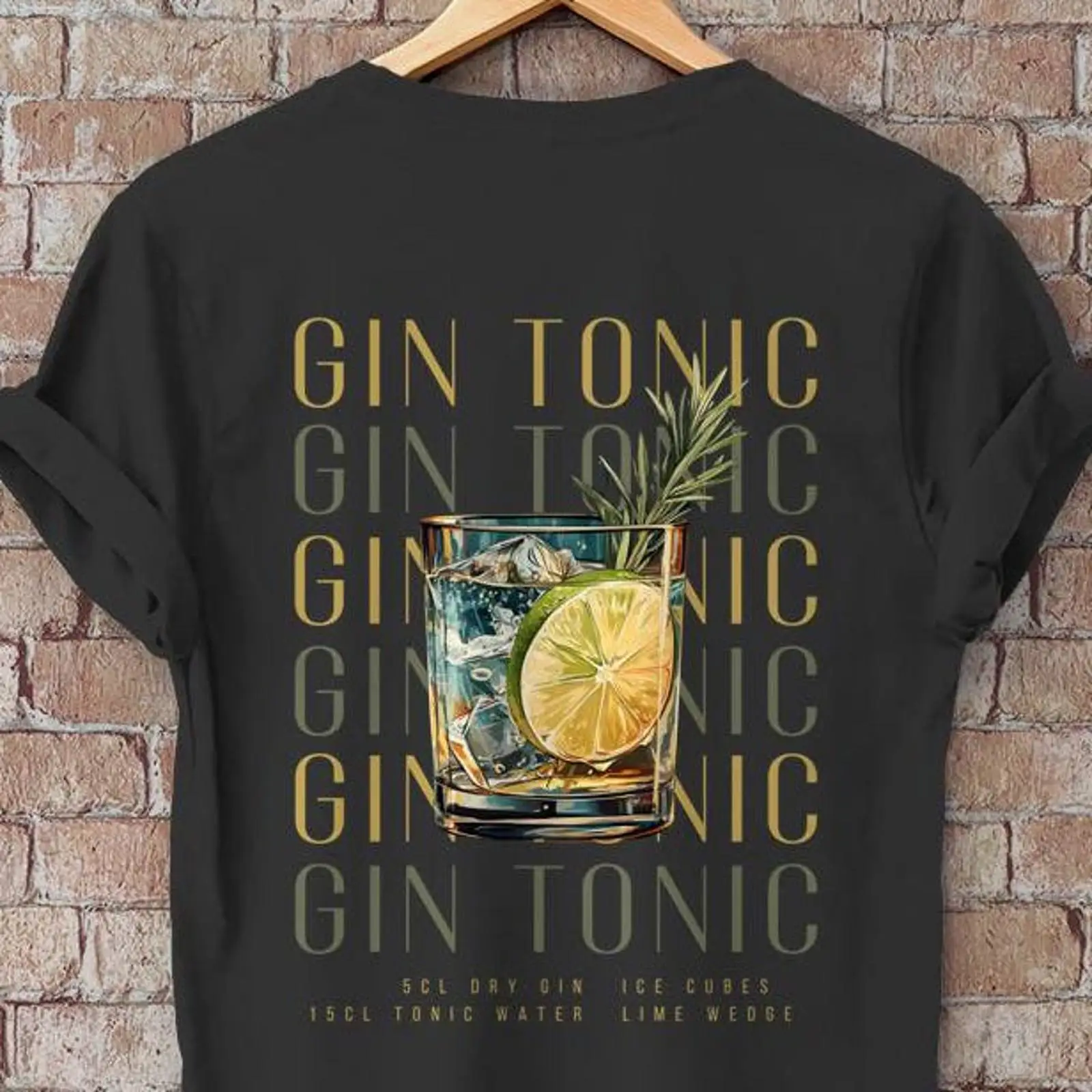Gin Tonic T Shirt Illustrated  - Vintage Fashion Illustrations recension och pris