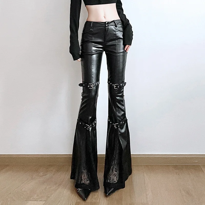 Women's PU Leather Flare Pants - Vintage Fashion Y2K recension och pris