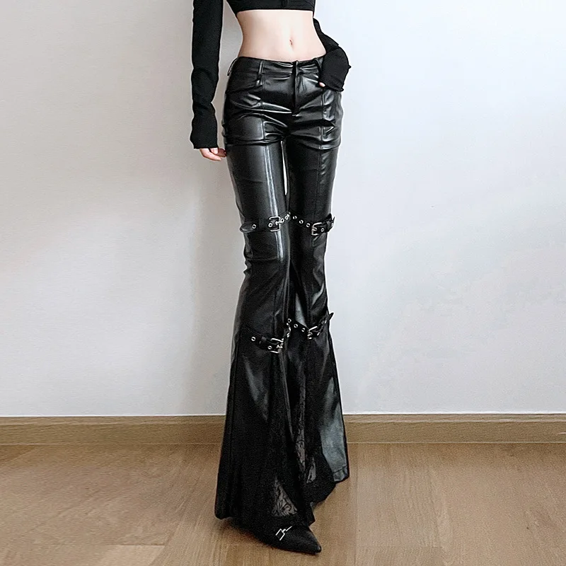 Women's PU Leather Flare Pants - Vintage Fashion Y2K recension och pris