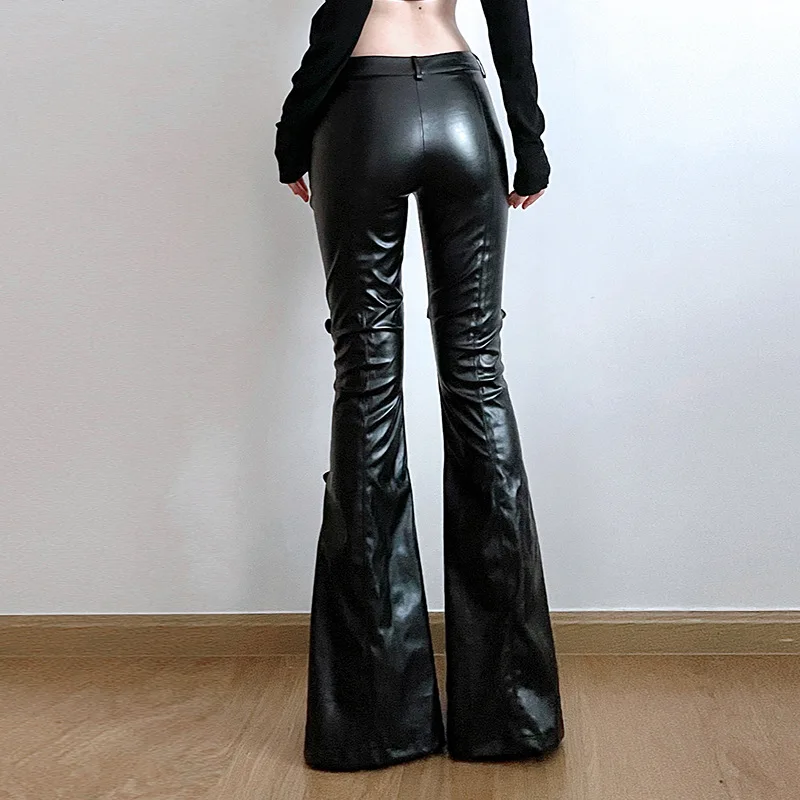 Women's PU Leather Flare Pants - Vintage Fashion Y2K recension och pris