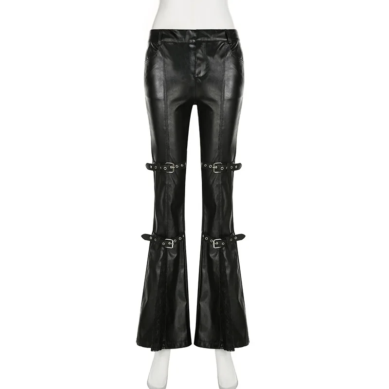Women's PU Leather Flare Pants - Vintage Fashion Y2K recension och pris